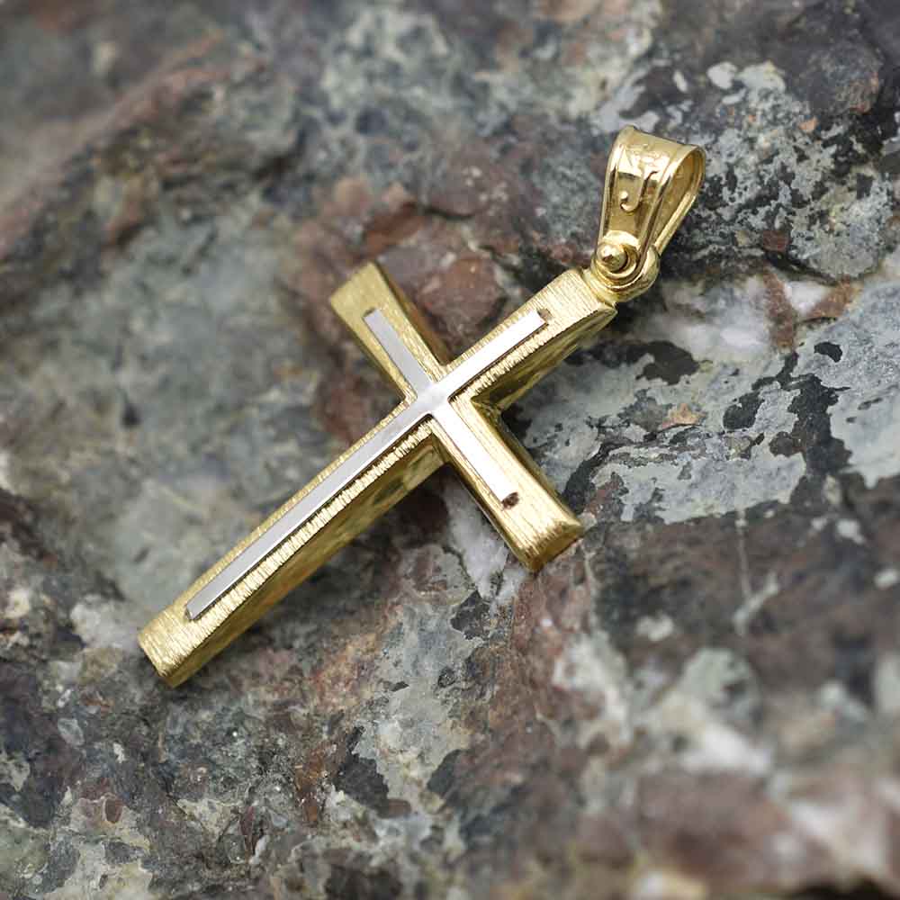 Δίχρωμος Χρυσός Σταυρός Κ14